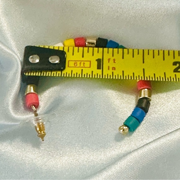 Colorful Beaded Hoop Earrings | Rainbow Statement Hoops 1.5" - Picture 8 of 9